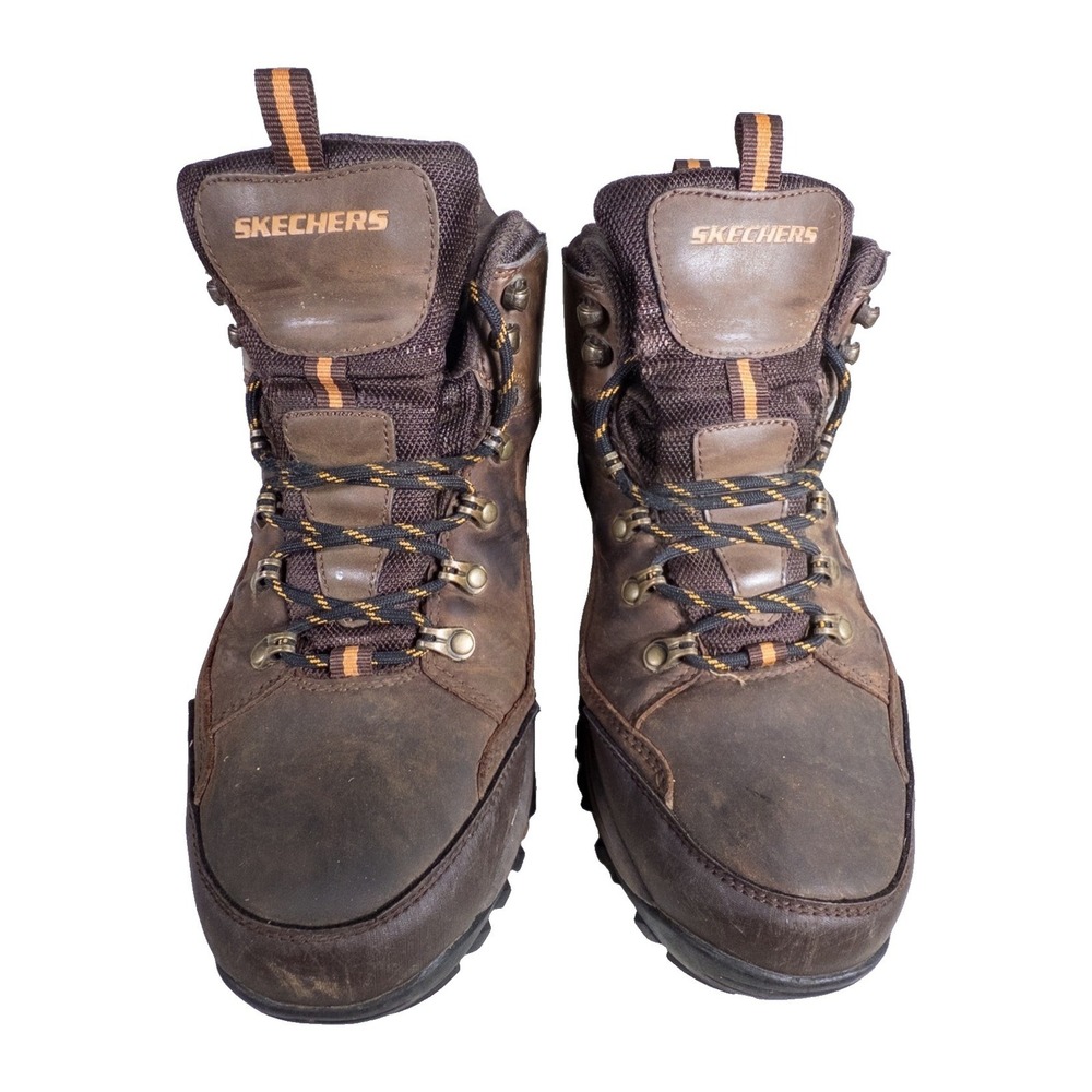 Skechers Men's Waterproof Hiking Boots Brown Leather Lace Up Size 9